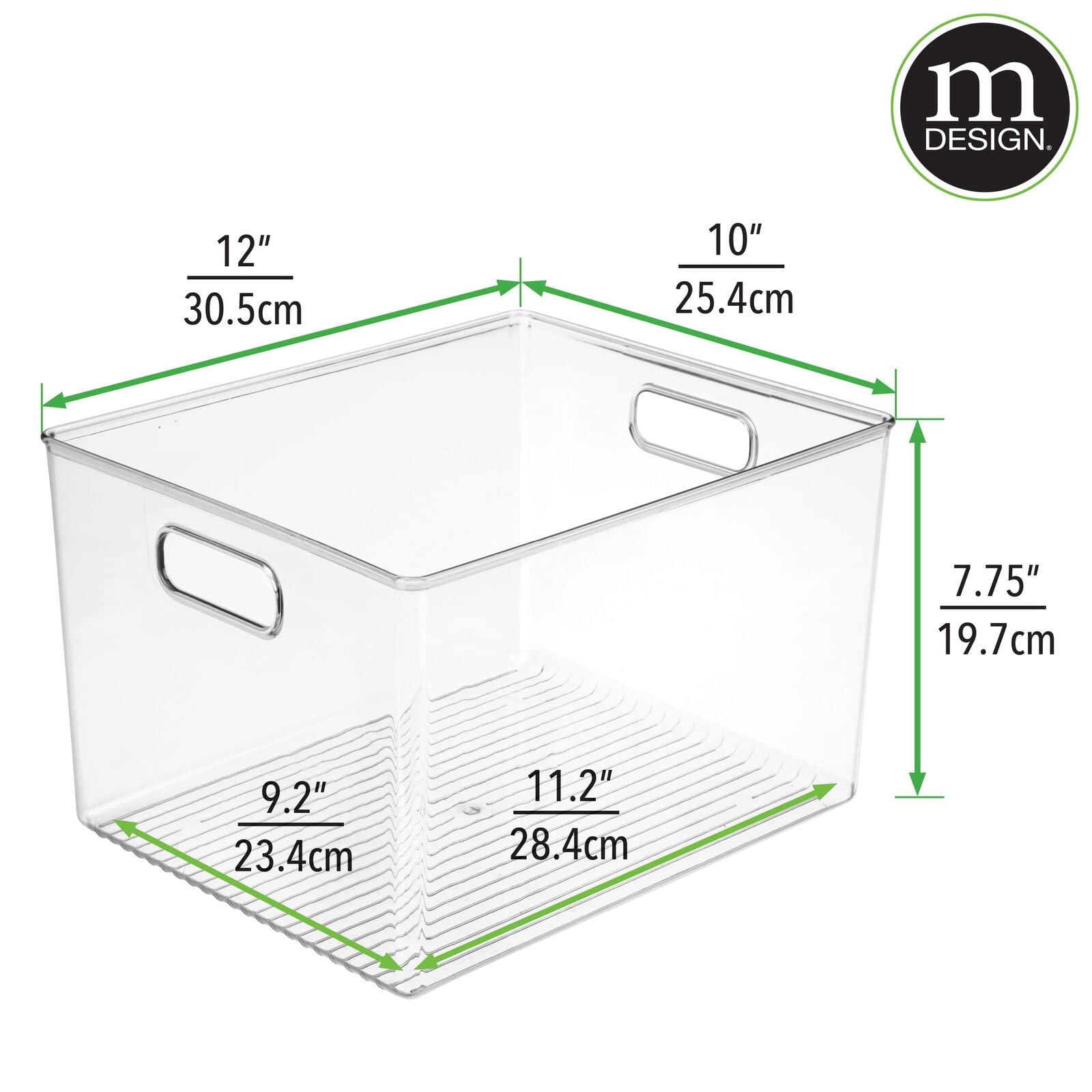 mDesign 2er-Set Aufbewahrungsbox mit Griffen – hohe Kühlschrankbox zur Lebensmittelaufbewahrung – Ablage aus Kunststoff für den Küchen- oder Kühlschrank – durchsichtig