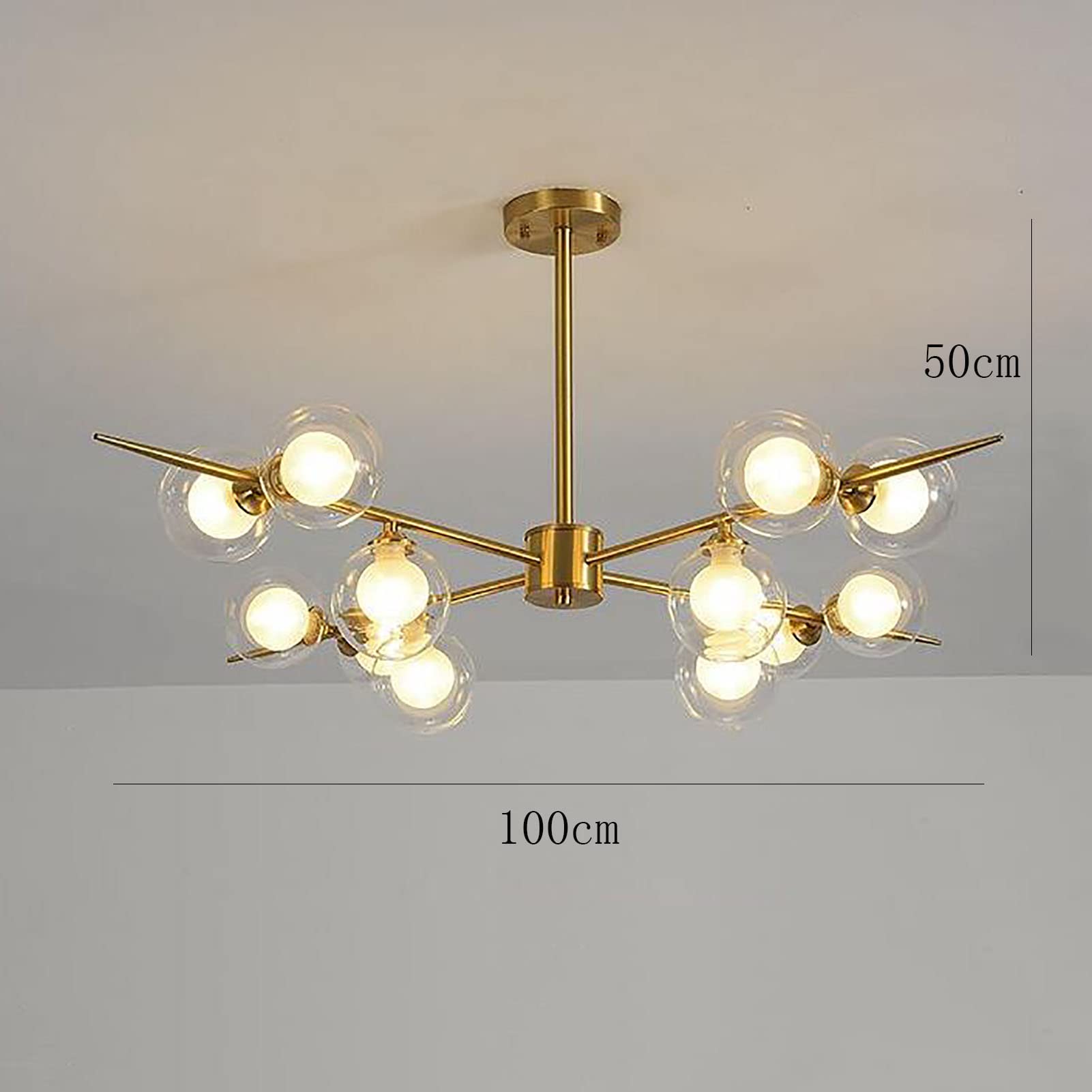 Nowoczesny złoty żyrandol, 12 lamp metalowa lampa wisząca do sypialni, biura, salonu, jadalni, kuchni, restauracji, schodów - 12t złota baterie domowe