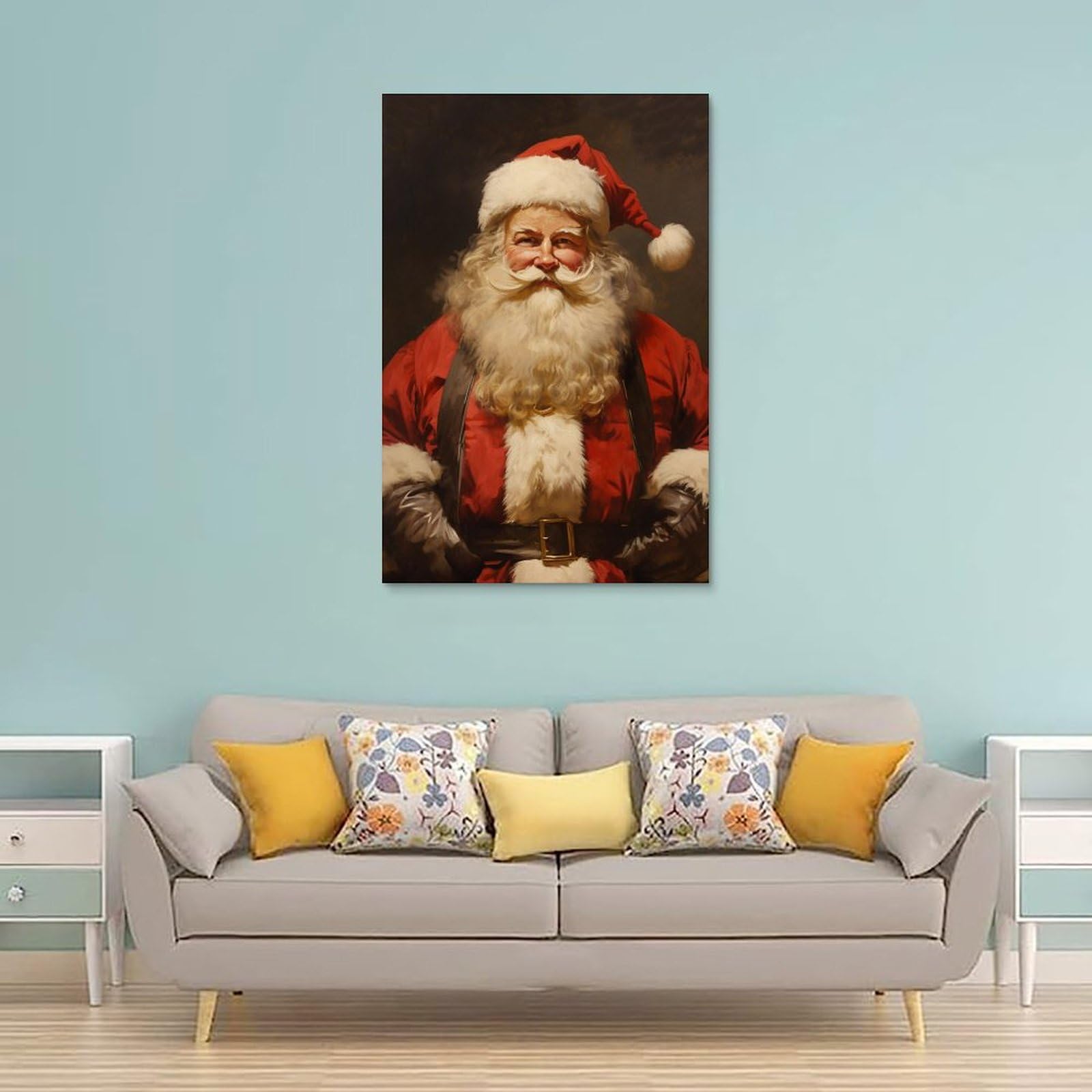 Amazon.co.jp: サンタクロースの絵ヴィンテージクリスマスキャンバス