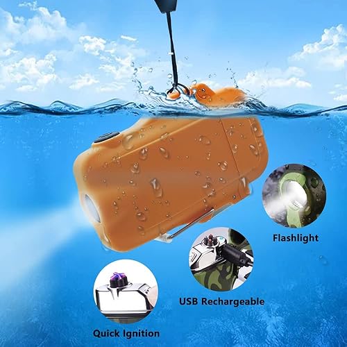 Miniatura 2 de Encendedor eléctrico, encendedor de doble arco impermeable para exteriores, resistente al viento, encendedor USB recargable, encendedor de plasma