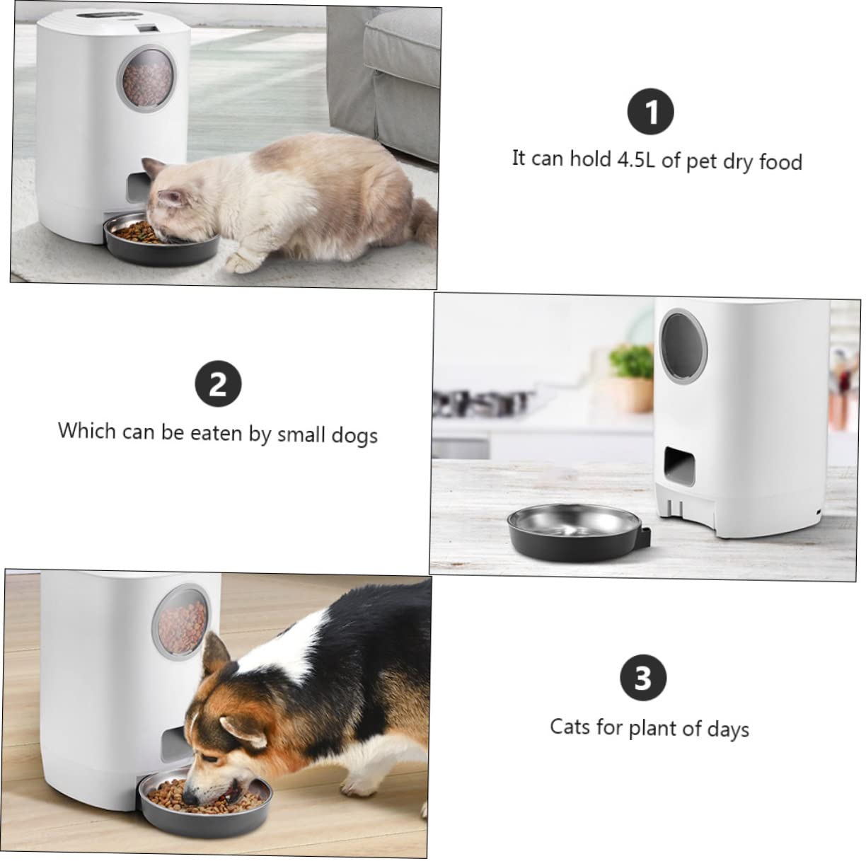 Mipcase 1pezzi Mangiatoia Automatica Per Animali Domestici Contenitore Per Cibo Per Gatti e Cani Alimentatore Intelligente Design Finestra Capacità Per Cibo Secco