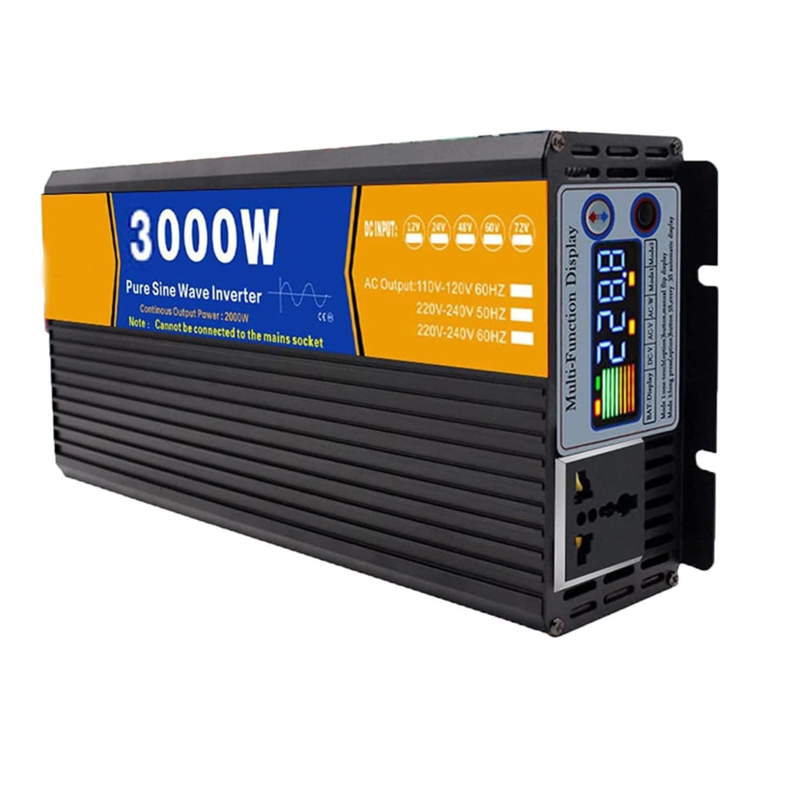 12v to 110v,Inversor de Onda sinusoidal Pura de Alta eficiencia de 3000 W CC, 12 V24 V48 V60 V72 V, Entrada CC, Salida CA, 110 V/220 V, inversor de energía Solar de Baja frecuencia