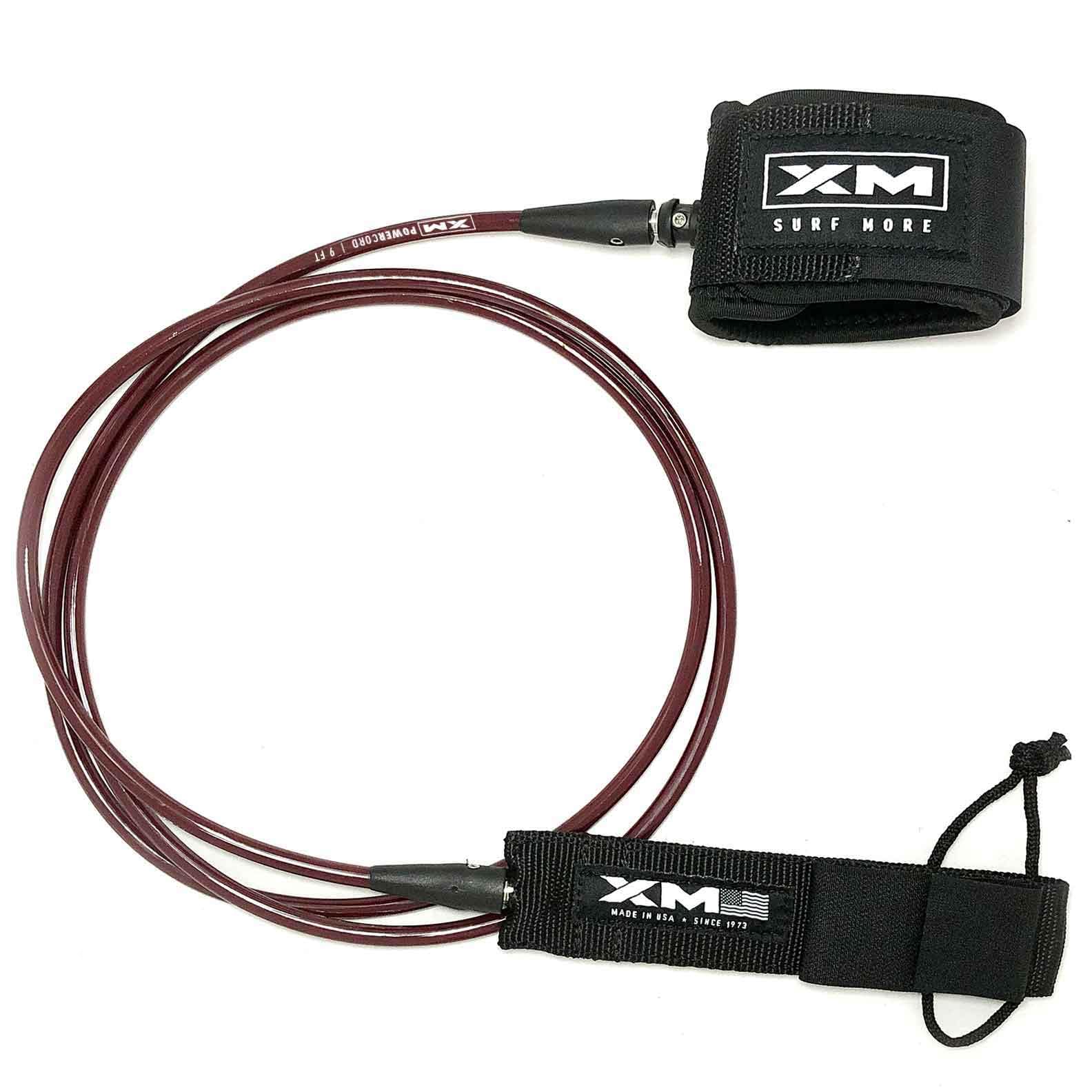 XM SURF MORE Regular Premium Surfboard Leash, 5/6/7/8/9/12ft Length, Cord (.270 in.) Unbreakable Swivels, Detachable Railsaver, Made in USA [3 Yr