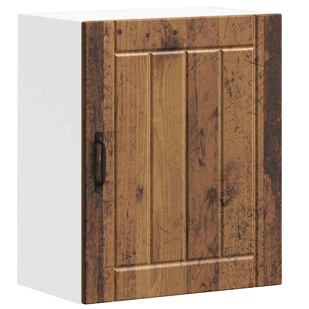 Küchenhängeschrank Lucca Altholz-Optik aus Holzwerkstoff mit Glastüren für optimale Aufbewahrung und Küchenzubehör