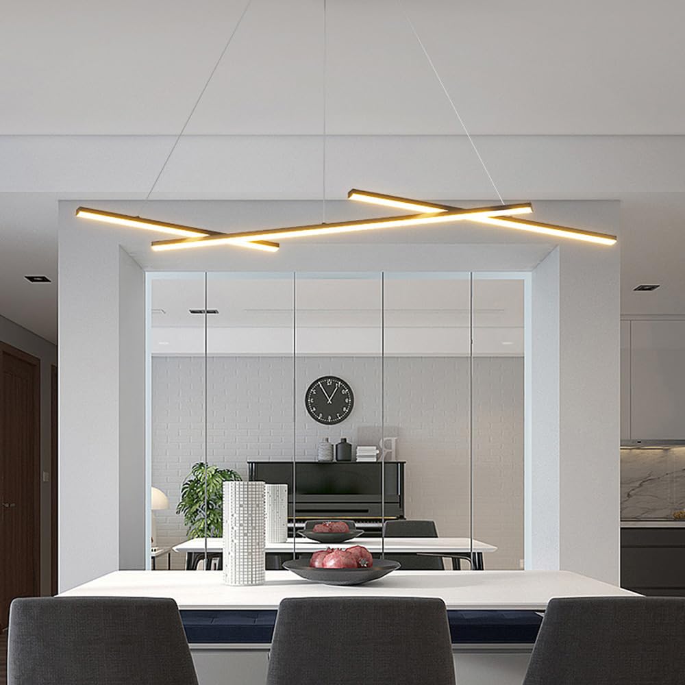 Lampadario lineare moderno bianco con striscia lunga, dimmerabile, per isola cucina, lampadario da soffitto industriale da fattoria nero da 30 W, per sala da pranzo, tavolo, soggiorno, ufficio, risto