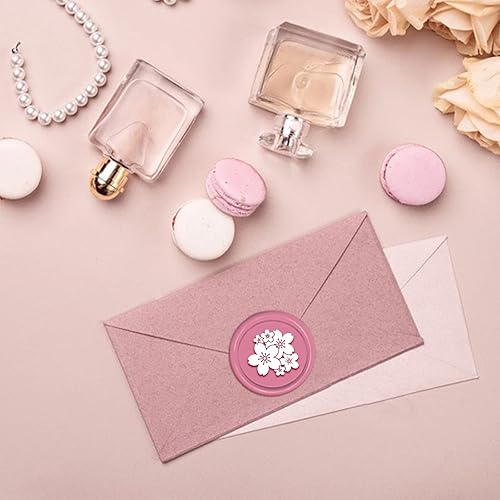 Miniatura 2 de CRASPIRE Sello de cera con diseño de flores de cerezo, sello de cera de 1.181 in1.18 pulgadas, cabeza de latón extraíble con mango de madera para