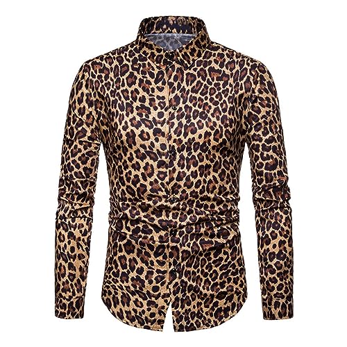 Chemise Décontractée pour Hommes Léopard Chemise Décontractée À Revers À Cou De Couche À Poitrine
