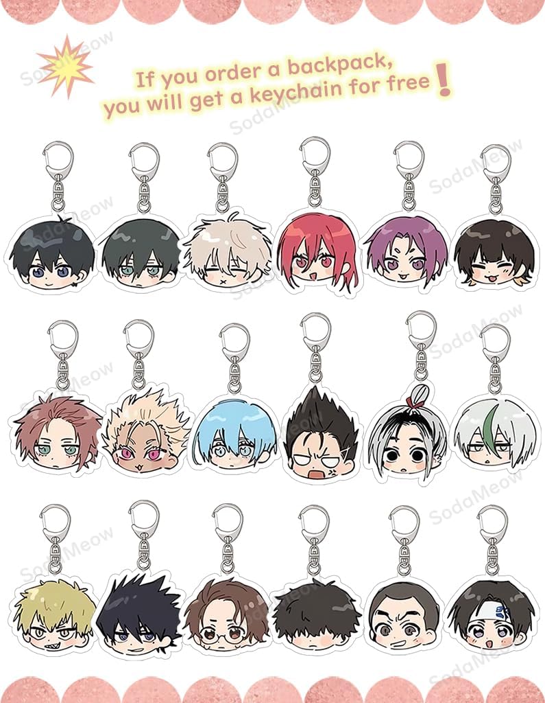 Blue Lock Backpack Women Men Unisex Nagi Sae Rucksack Shidou Bachira Backpack Hiori Kawaii Anime Bag (Yoichi Isagi-1)