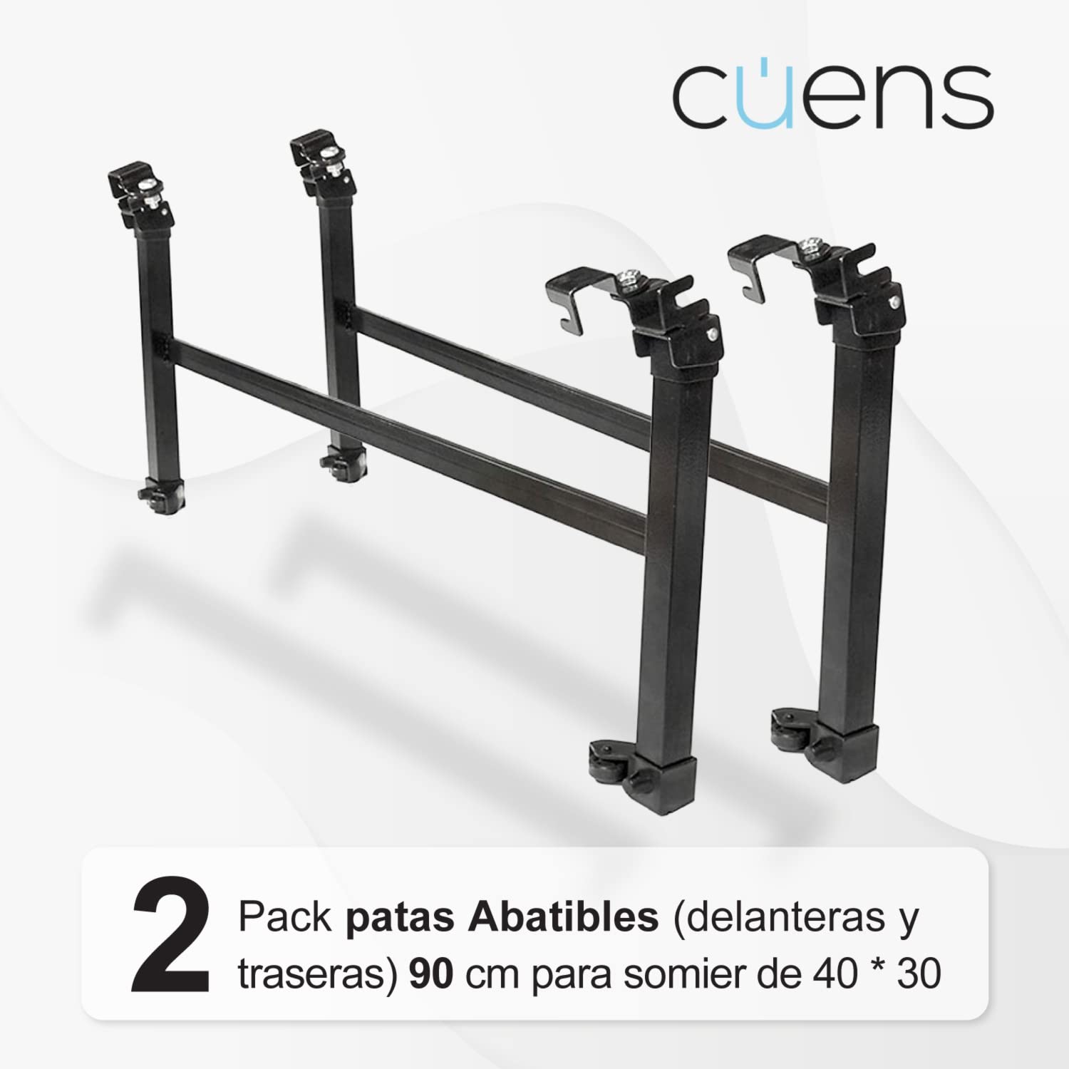 Jeu de 2 Pieds pliants pour sommier inférieur 40 x 30 - Lit 90 cm - Cuens