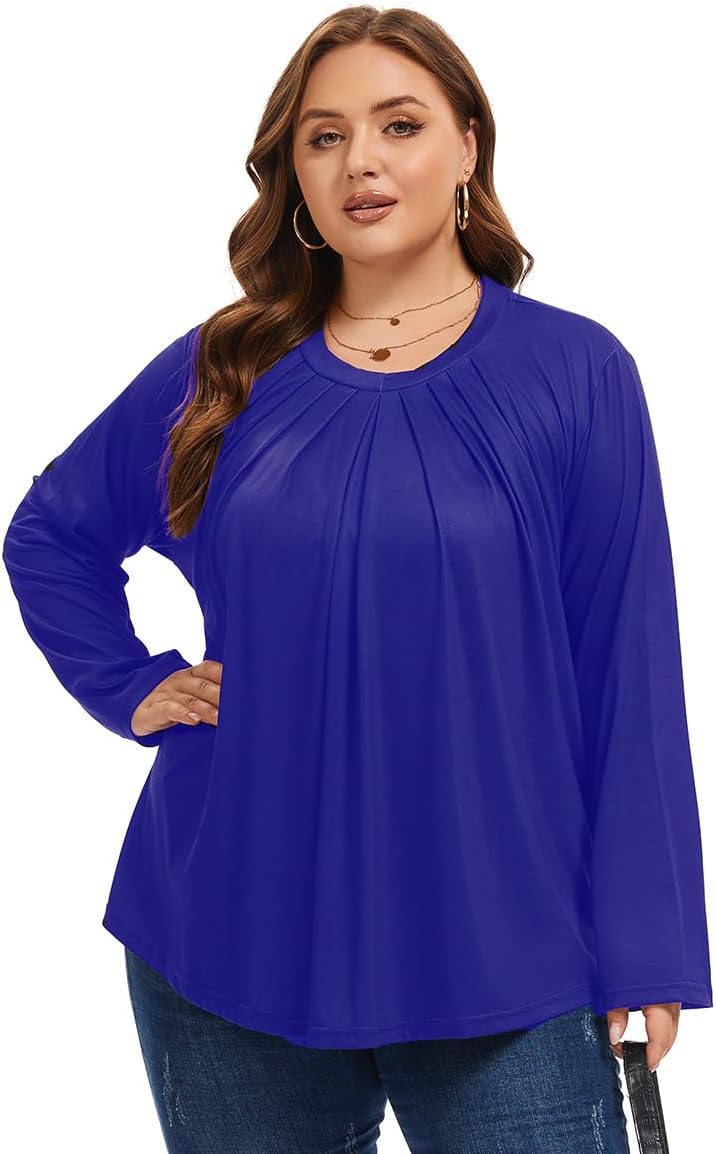 Womens Plus Size Tops Tunic Long Sleeve Shirts Casual Loose Soft Blouse 1XL-5XL - Image 3