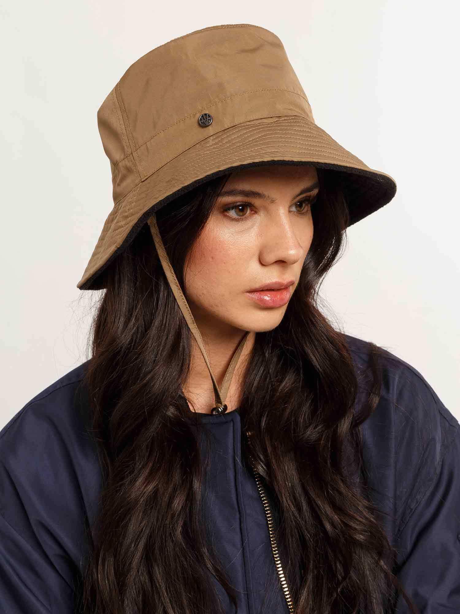 LOEVENICH Warmer Regen Bucket Hat | Wasserdicht | 100% Polyester | Mit Kinnband | OneSize | Für Damen