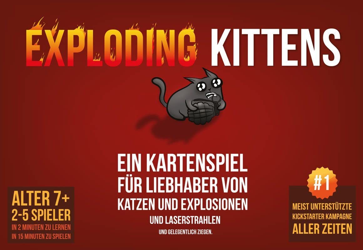 EXKD0011 - Exploding Kittens - Jeu de Cartes, 2-​5 Joueurs, dès 7 Ans (édition Allemande)