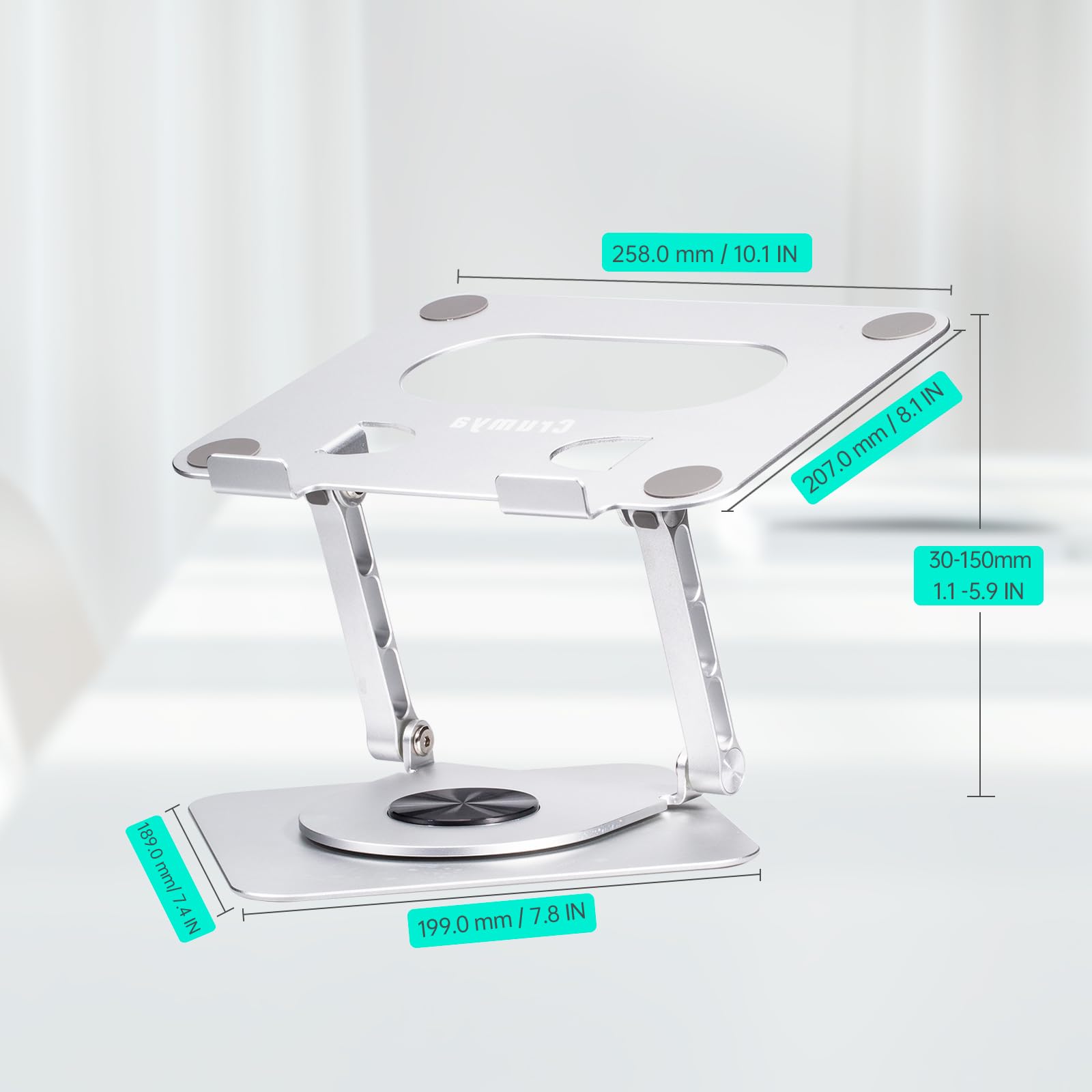 Supporto Monitor Scrivania - Supporto in Lega di Alluminio con Rotazione di 360 Gradi per PC Pieghevole, Regolabile in Altezza e Angolazione, Compatibile con iPad, Laptop e Tablet Sotto i 17 Pollici.