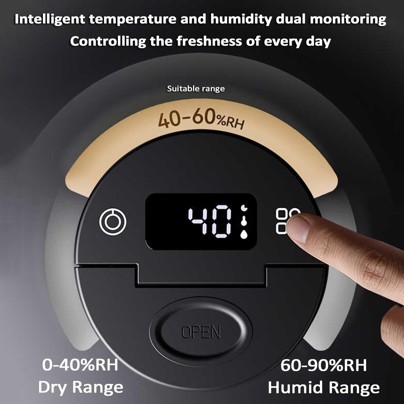 650ml Vakuum Kaffeebohnen Vorratsbehälter, Kaffeedose mit Digitalanzeige, Temperatur- und Feuchtigkeitserkennung, Timer Aufzeichnung für Bohnen, Tee und Nüsse