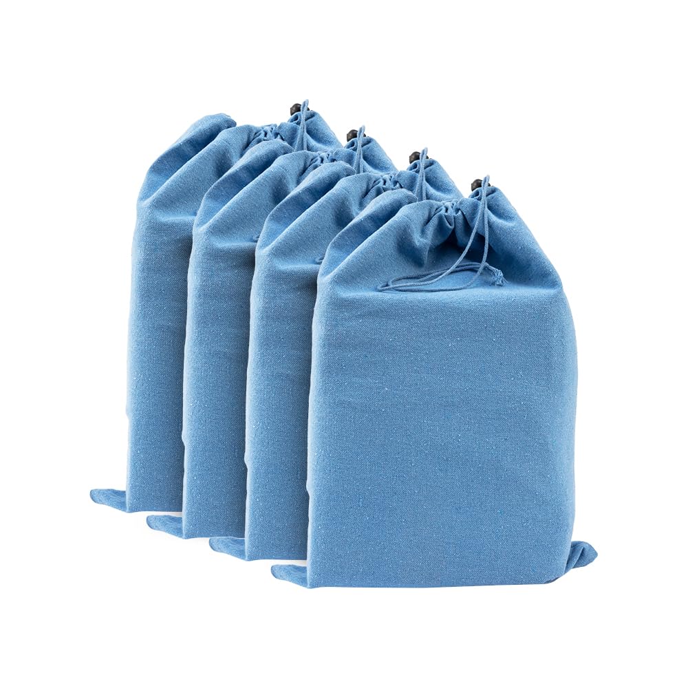 LFH Cotton Rich Shoe Storage Bags with Drawstring, Dustproof Breathable Reusable Organizer, Perfect For Travel, Dorm, Hotel, College, Gym, Easy to Carry, Machine Washable 8"x17" (Pack of 4) - Sky Blue