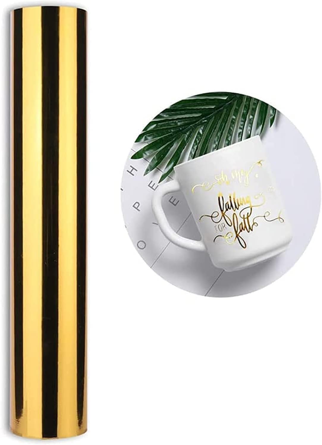 BPA® Adhesive Vinyl Roll â€“ Glossy Chrome Mirror Gold Permanent Cutting Vinyl 12"x60" Craft Vinyl Works with Cameo and Other Cutters