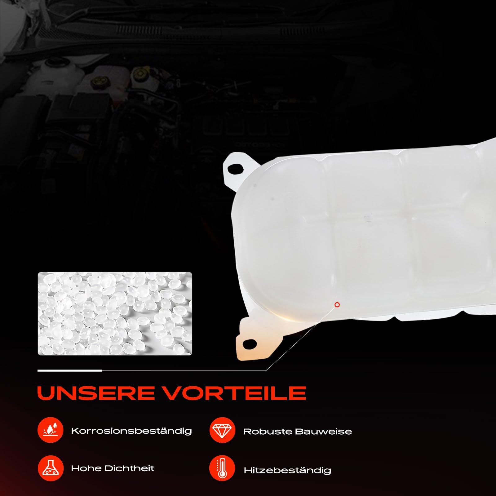 Frankberg Ausgleichsbehälter Kühlmittel Ohne Sensor Ohne Deckel für 124 E-Klasse W124 S124 190 W201 Coupe C124 Kombi T-Model S124 Saloon W124 1982-1996 1245001749