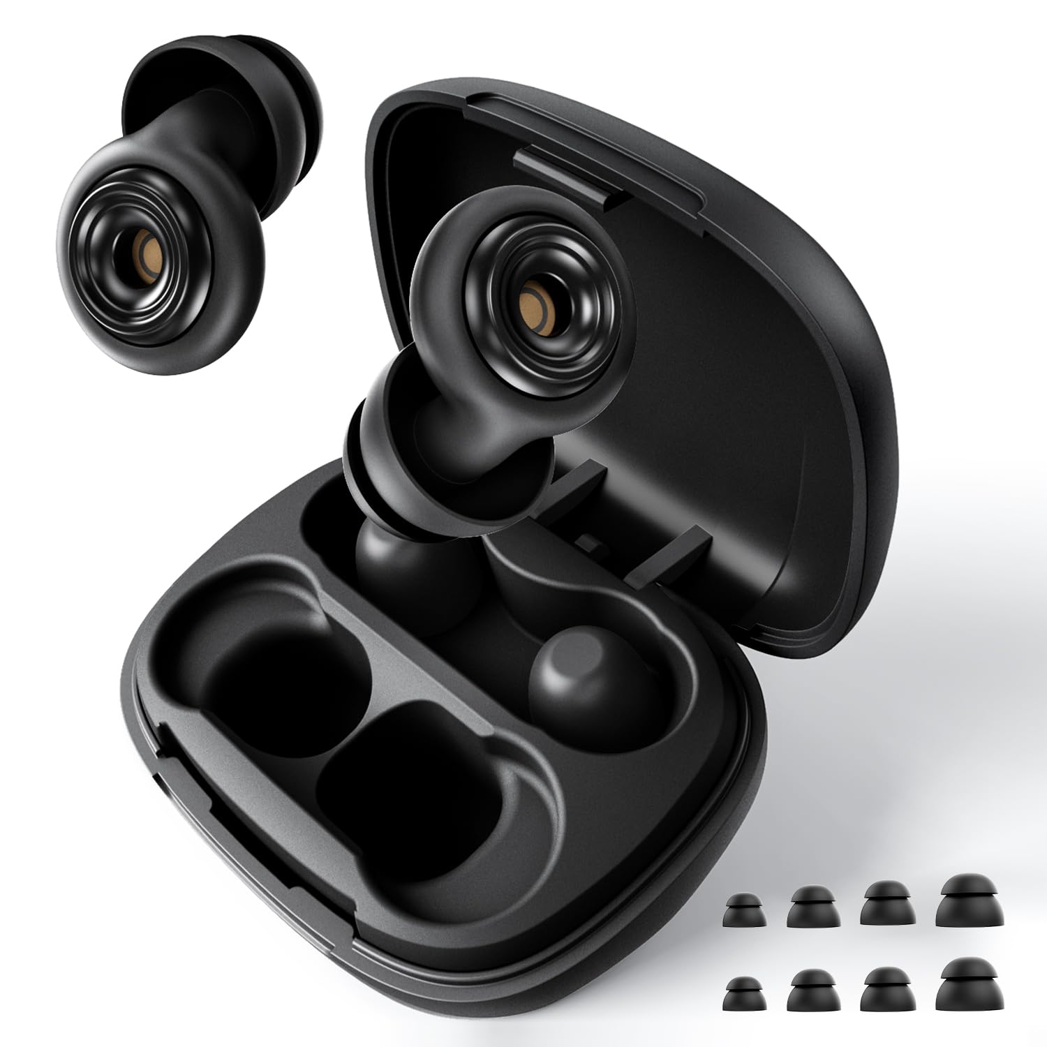 Ear Plugs for Sleeping 45dB Reusable Noise Cancelling Ear Plugs with 8 Eartips and Travel Case for Concerts, Snoring, Travel, Study Sleeping earplugs(