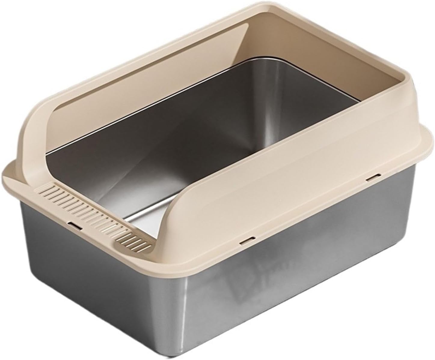 Litterbox Stainless Steel Cat Litter Box, Large Metal Litter Box for Cats Rabbits, Rustproof, Non Stick Smooth Surface 23.62" L x 17.72" W x 9.84" H Cat Litter Tray(Gris)