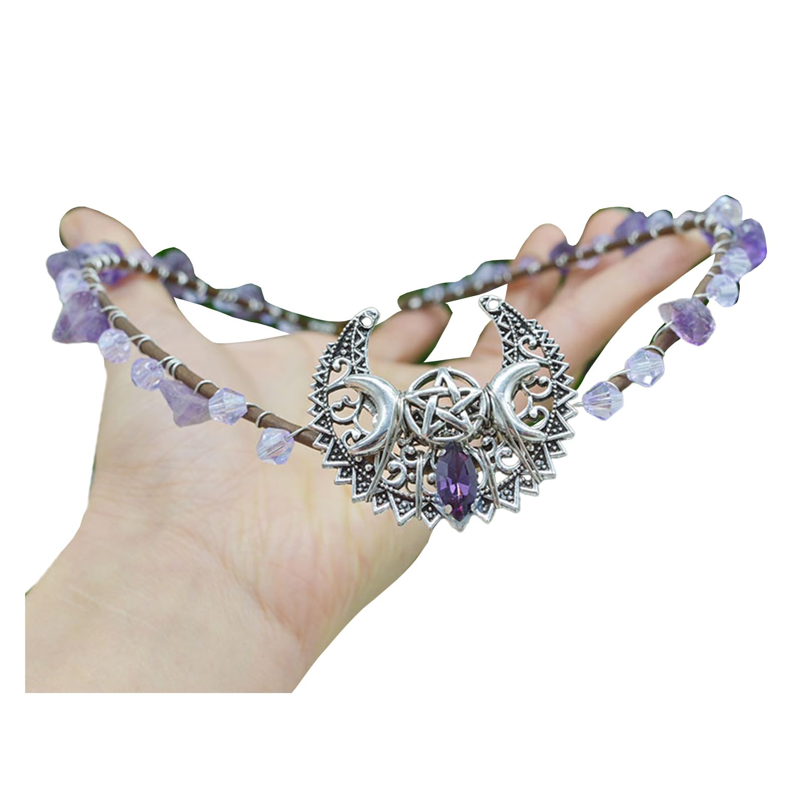 Fentency Elegant Crystal Witch Party Charm Hair Hoop Halloween Crystal Role Play Costume Proms Party Live Show Headwear