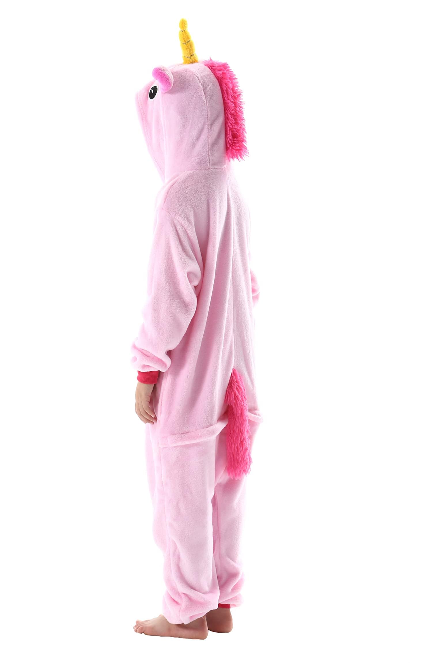 DarkCom Animal Onesie for Kids,Flannel Cosplay Pink Unicorn Halloween Christmas Costume Parent-Child Sleepwear for Girls Boys 12-13 Years - Image 3