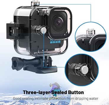 حافظة إسكان مقاومة للماء لـ GoPro Hero11Black Mini، 131ft / 45M غلاف غلاف واقي للبطل 11 كاميرا سوداء صغيرة تعمل تحت الماء غلاف صندوق غوص مع حامل و Thumbscrew