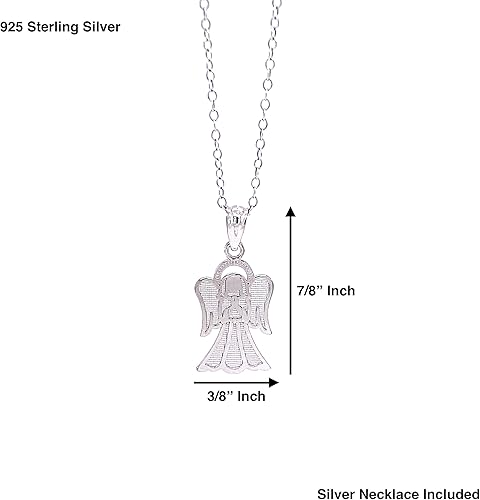 Miniatura 3 de Silver Angel Pendant Necklace- 925 Sterling Silver- Silver Adjustable Necklace 16"-18"