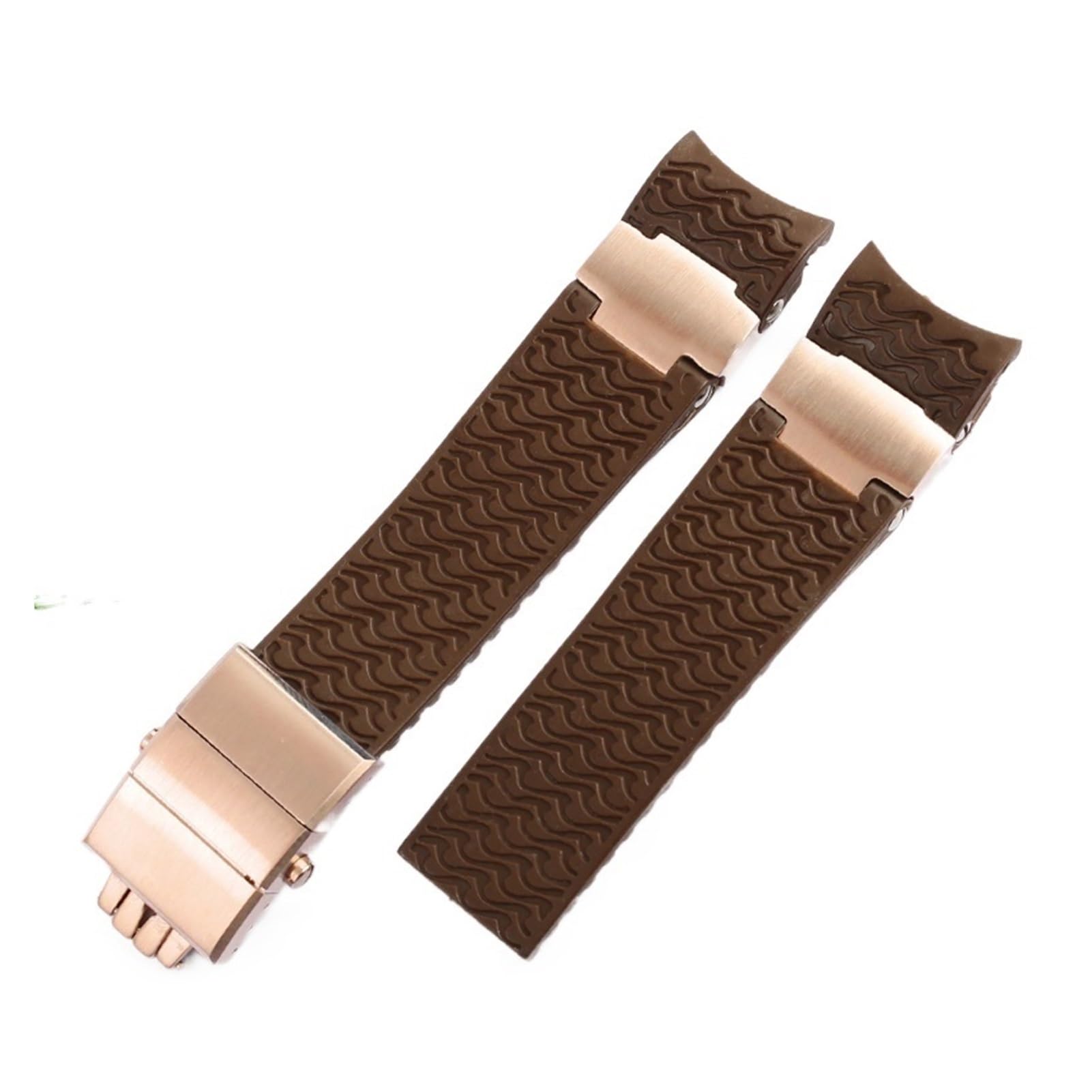 Correa de reloj, Correa, cierre, correa de caucho silicona con extremo curvo negro marrón azul cinturón impermeable 22 mm