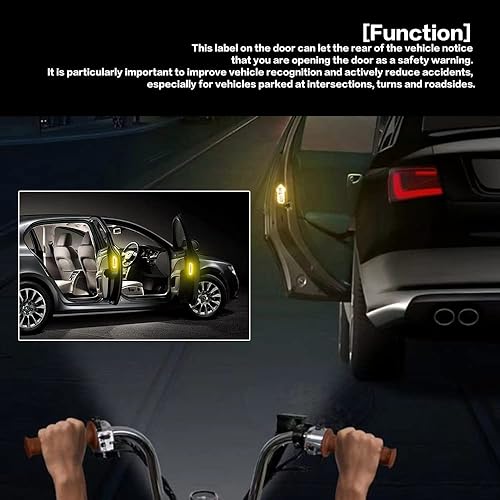 Miniatura 7 de Reswish 4 calcomanías universales de advertencia para puerta de automóvil, calcomanías reflectantes abiertas para puerta de automóvil, visibilidad