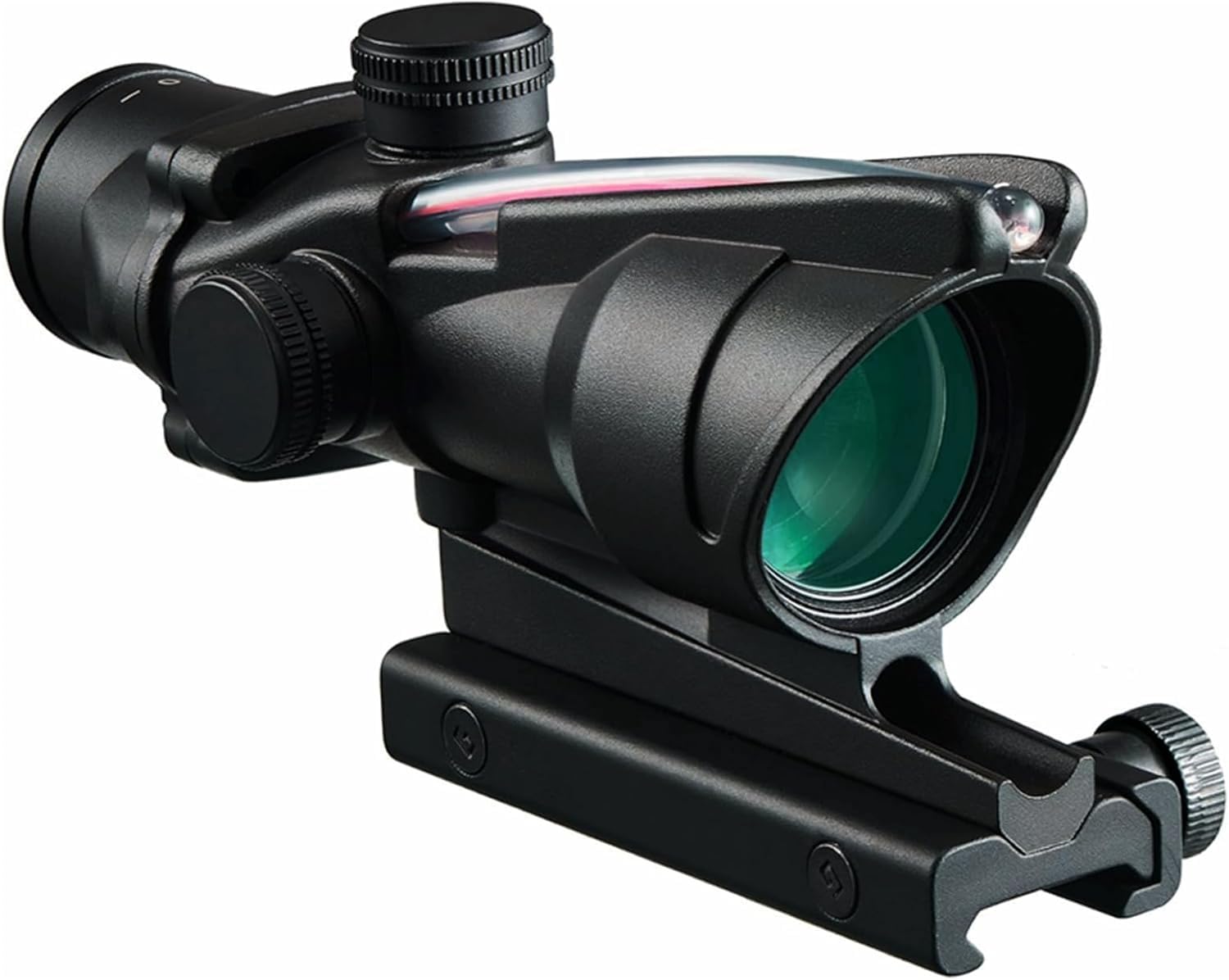 LOTGAUEN 4x32 Acog Scope Prism Scope Red Fiber Optic Chevron Scope Black