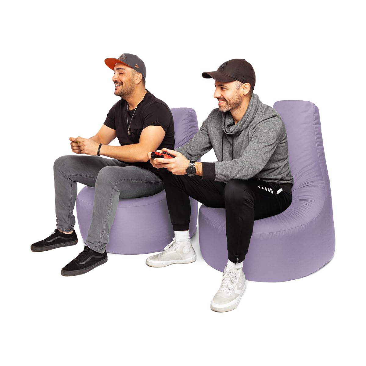PATCH HOME Patchhome zitzak, gamer-kussen, loungekussen, zitkussen, beanbag, kubus/kruk met ritssluiting al gevuld (lila, XXL - 80 cm stoel 35 x 35 cm kubus