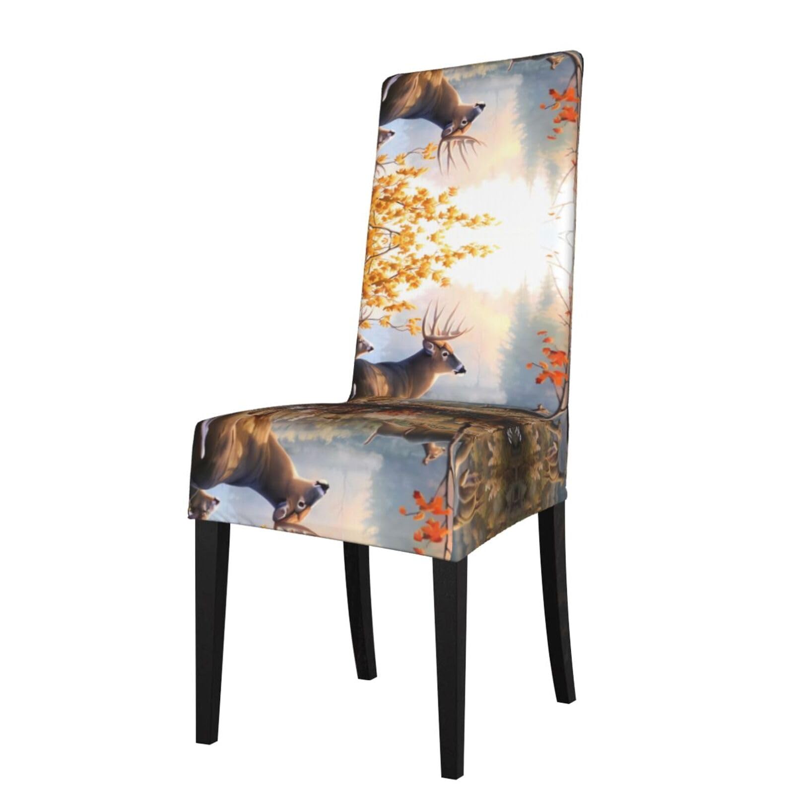 Yyhwhjde Black Deer Art Prints Protection Cover For Dining Chair – Stretch Slipcovers For A Fresh, Refreshed Dining Room Look!