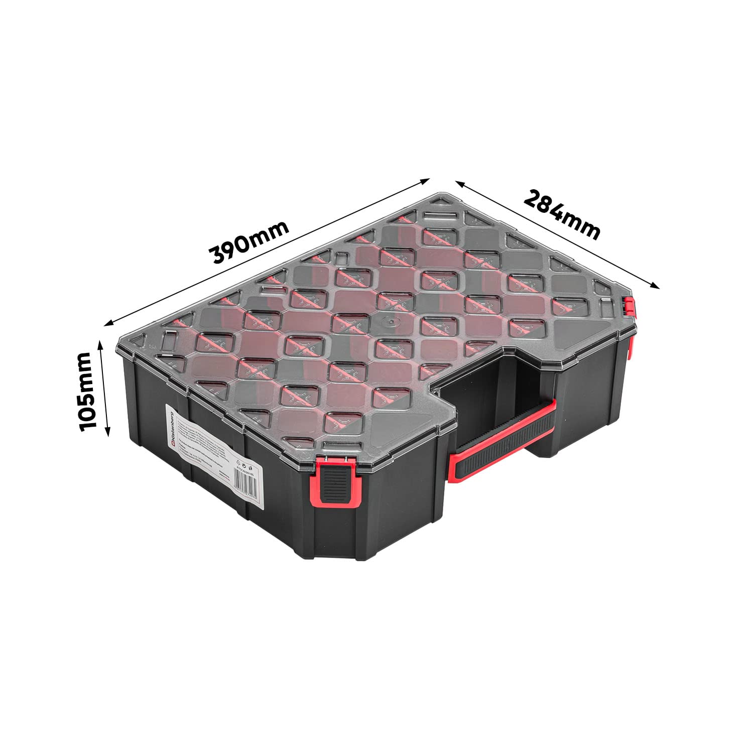 Lot de 6 boîtes de rangement modulées pour petites pièces - 284 x 390 x 60 mm - Boîte de tri avec couvercle transparent - Boîte à outils avec compartiments amovibles