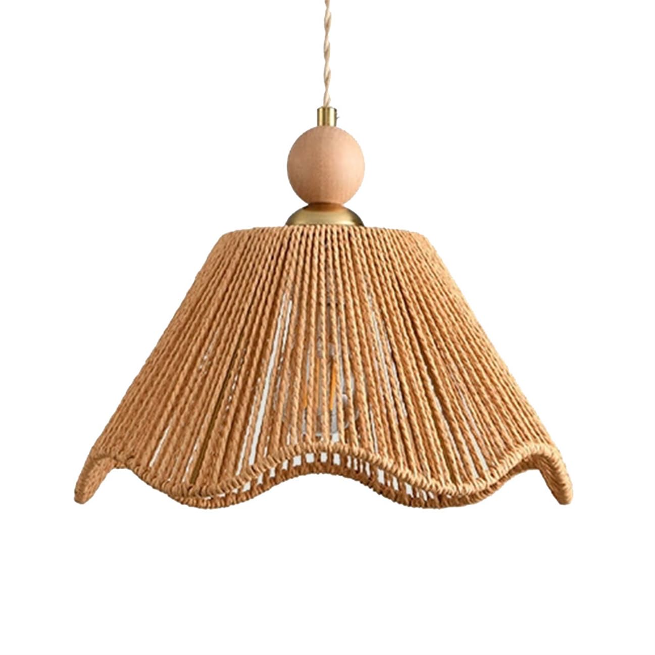 SHUANGZ Hemp Rope Small Pendant Lamp Vintage Flower Shape Hanging Ceiling Light Fixtures Oak Accent Farmhouse Decor Hand-Woven Chandelier for Dining Room Hallway Foyer Dome Light Fixture 1-Pack