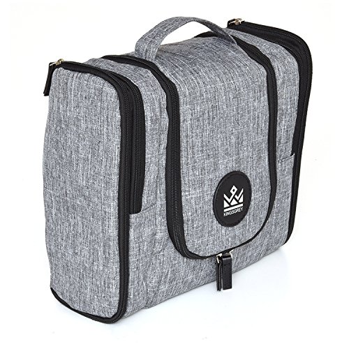 Preisvergleich Produktbild Hochwertige Kosmetiktasche Reisekulturbeutel grau zum Aufhängen für 4 Personen Familien-Reisen und Urlaub - Frauen Männer Unisex Stabile Kulturtasche Robuster Waschbeutel reißfeste Toilettentasche