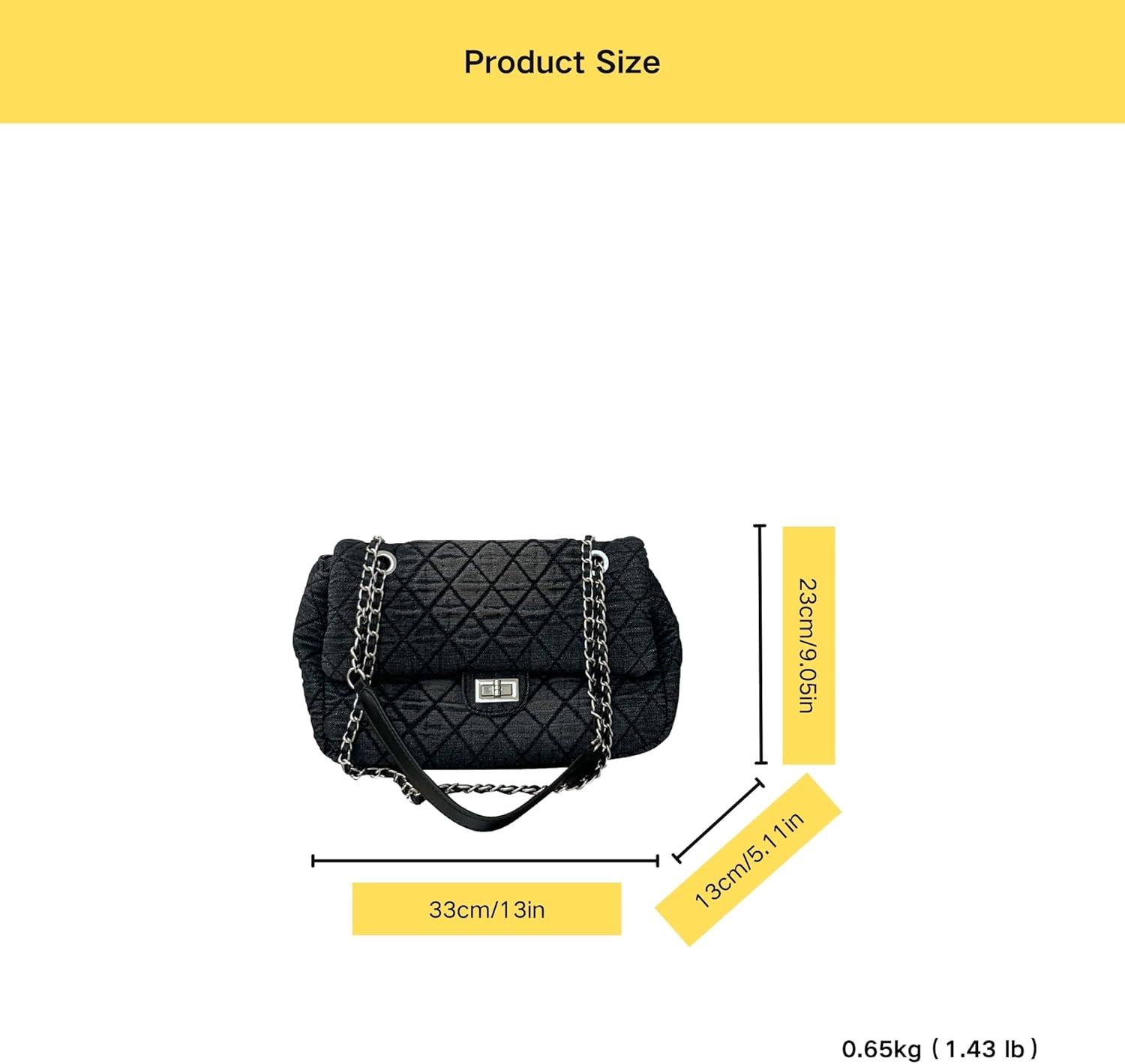 Quilted Denim Shoulder Bag for Women,Y2k Preppy Crossbody Tote Bag Purse with Chain Strap, Vintage Blue Jean Handbag - Image 3