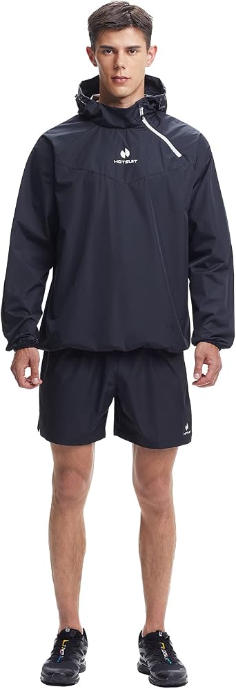 HOTSUIT Sauna Suit for Men Sweat Sauna Jacket Shorts Gym Workout Sweat Shorts, M