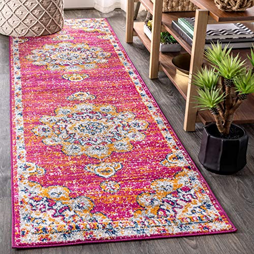 Tapete JONATHAN Y Boho Vintage Rosado/Crema 2x8 miniatura 1