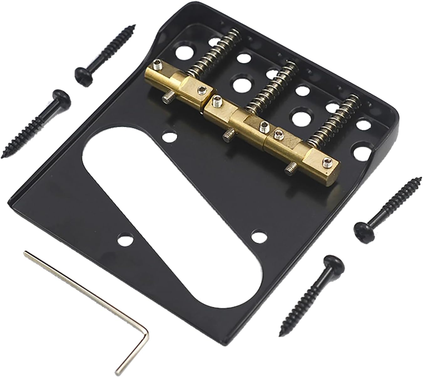 TL 3-Sided Modern Guitar Bridge/Compensated Brass Saddles & Cut Down Side for Fender Squier Telecaster (Black)