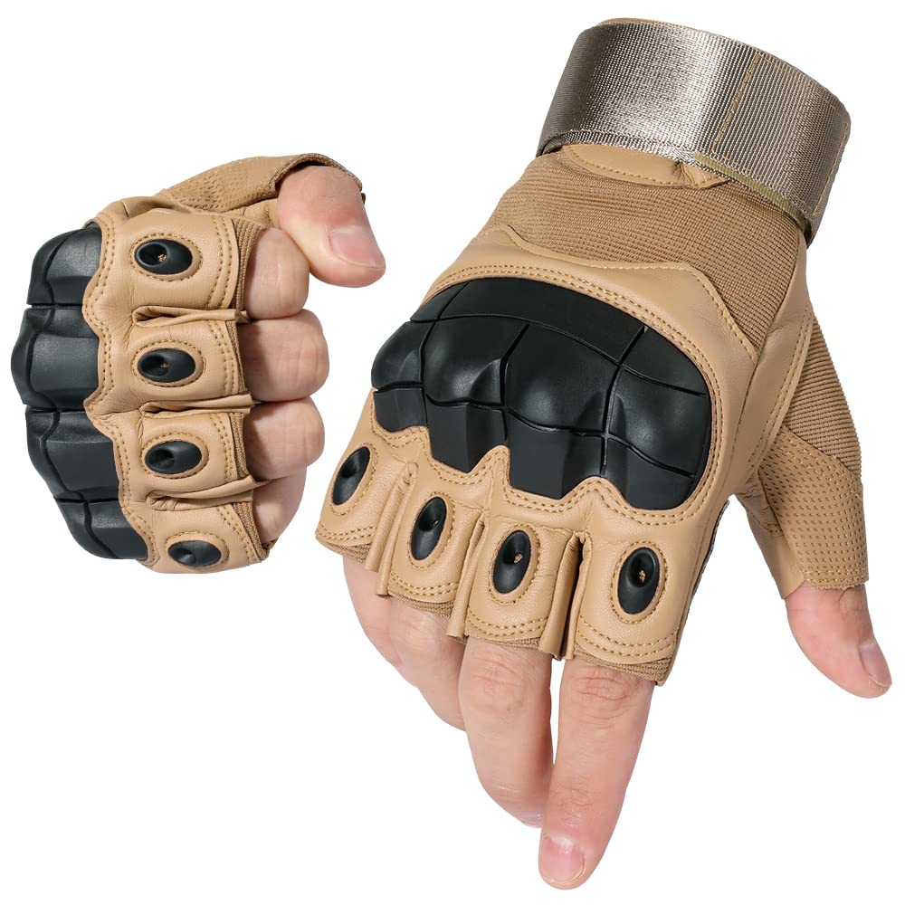 WTACTFUL Tactical Fingerless Gloves Men Women, Breathable Anti-Slip