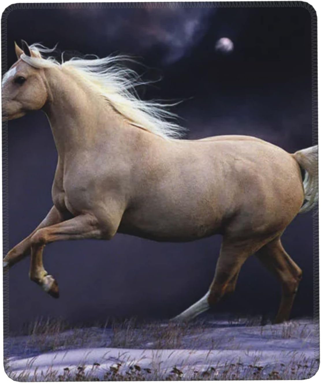 White Horse Mouse Pad Round NonSlip Rubber Base Washable Mouse Pads