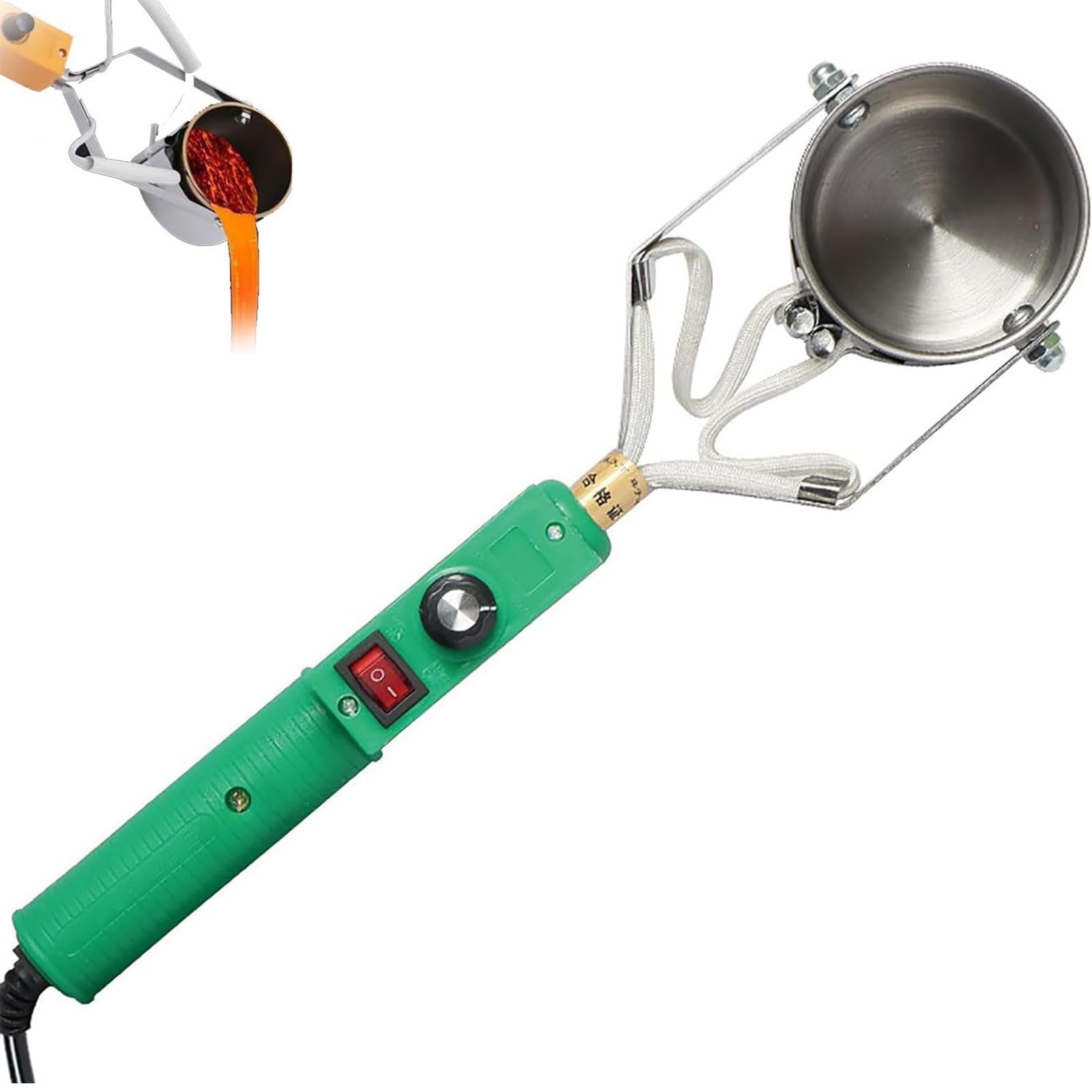 QUTBAG Crogiolo di Piombo, crogiolo Elettrico con intervallo di Temperatura 150-450 ℃, Forno di Saldatura Portatile con Corpo del crogiolo Rotante a 360°, per stampi per Pesi da Pesca 320W