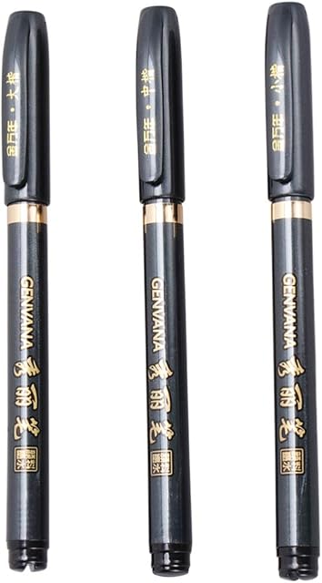 TOYMYTOY Set of 3 Assorted Soft Chinese Japanese Kanji Characters Calligraphy Brush Pen Art Script Painting Tool Ink Pen