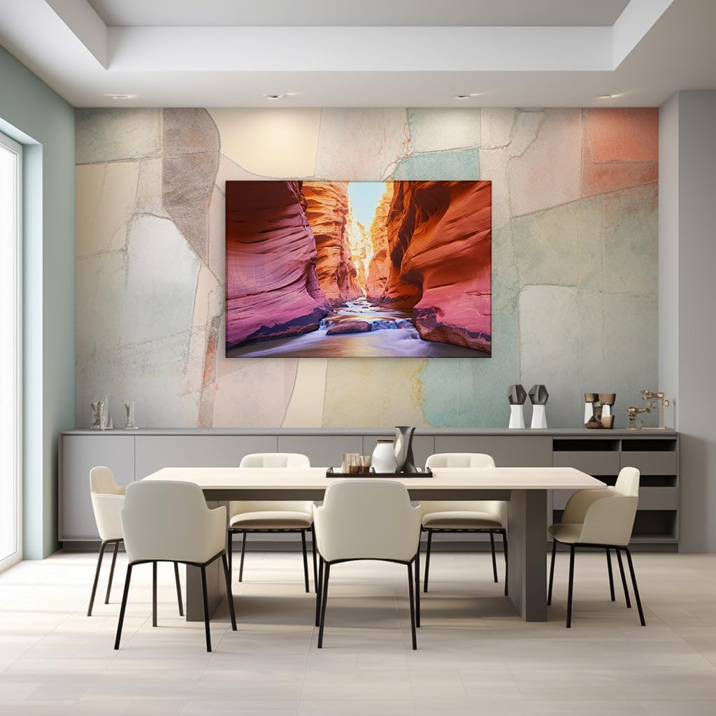 Canvas for Living Room. Navigating Nature's Mazes: Exploring The Depths of Red Sandstone Slot Canyons, 27 x 18 inch Canvas Wall Art - Ready to Hang