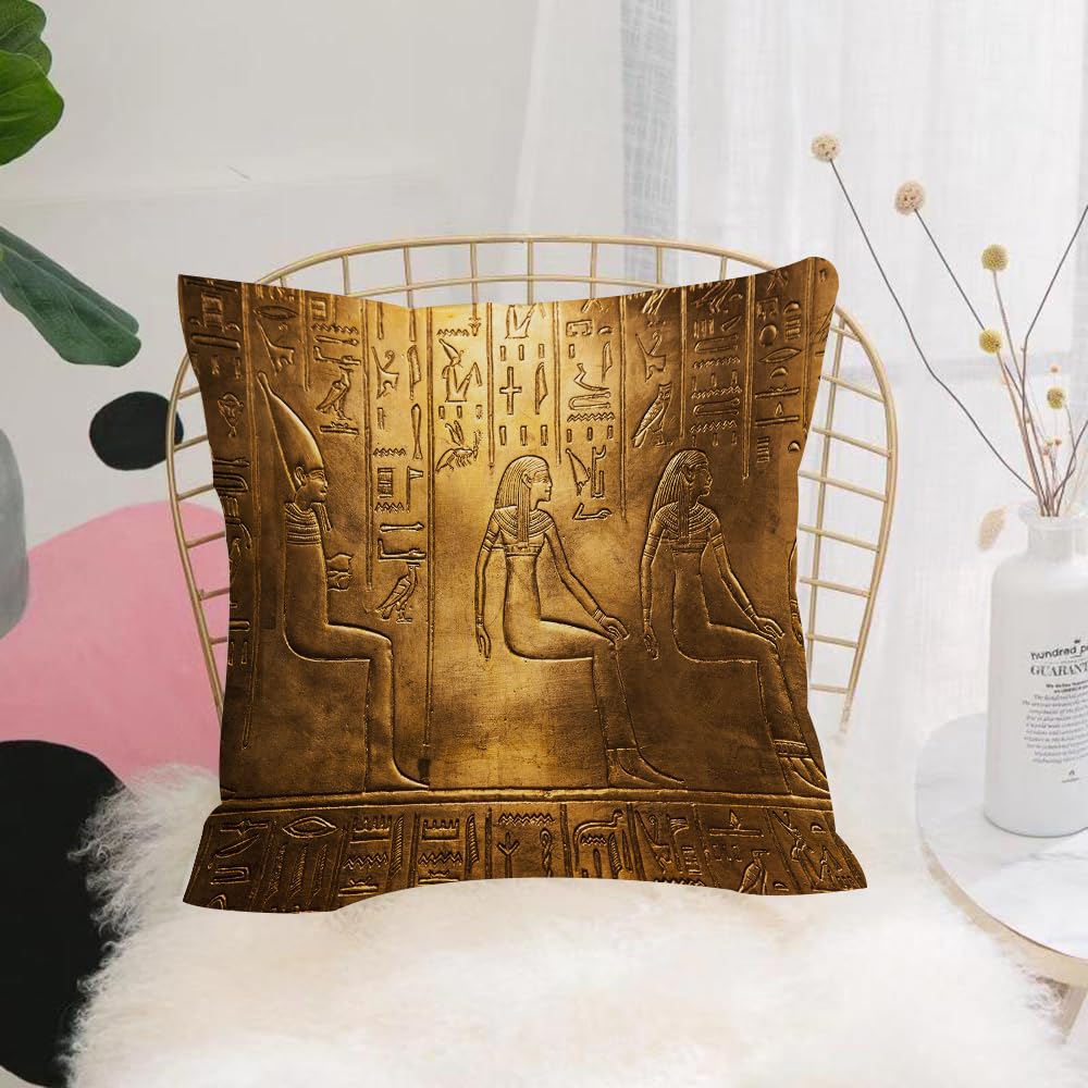 HYOSXW Cushion Cover,Throw Pillow Case Home Decorative for Living Room Bedroom Sofa Chair 16X16 Inch,Egyptian, Egyptian Hieroglyphics Ancient Texts Logografis,Pillowcase 40X40cm