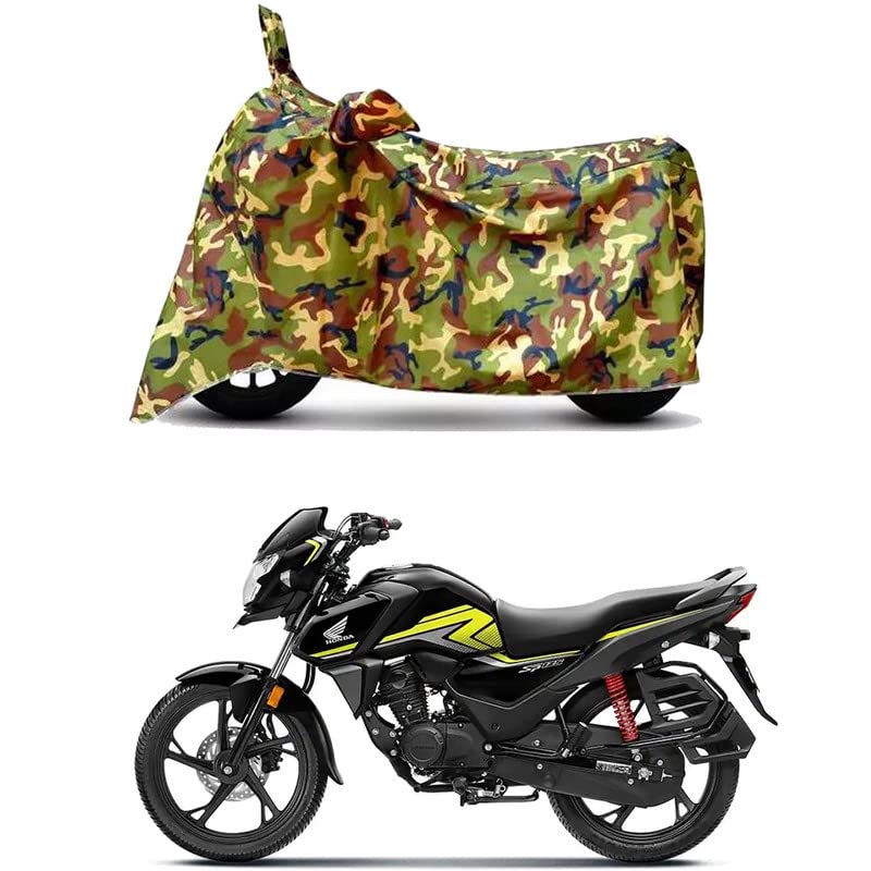 Image of Waterproof 100% PVC Coated Full Bike Scooty Two Wheeler Body Cover Compatible for Honda SP 125 Disc /UV-Rays /Heat Protection /Birds Dropping /Scratchproof /Dust Proof [6X6 Jungle Print]