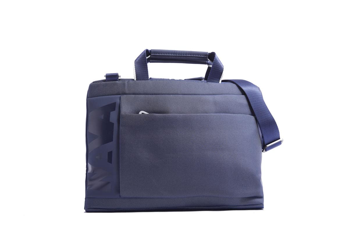 NAVA DESIGN - Borsa a Tracolla in Poliestere, Tasca Interna Imbottita Porta Tablet, Colore Blu Cobalto/Grigio - Dimensioni 43 x 29 x 11 cm