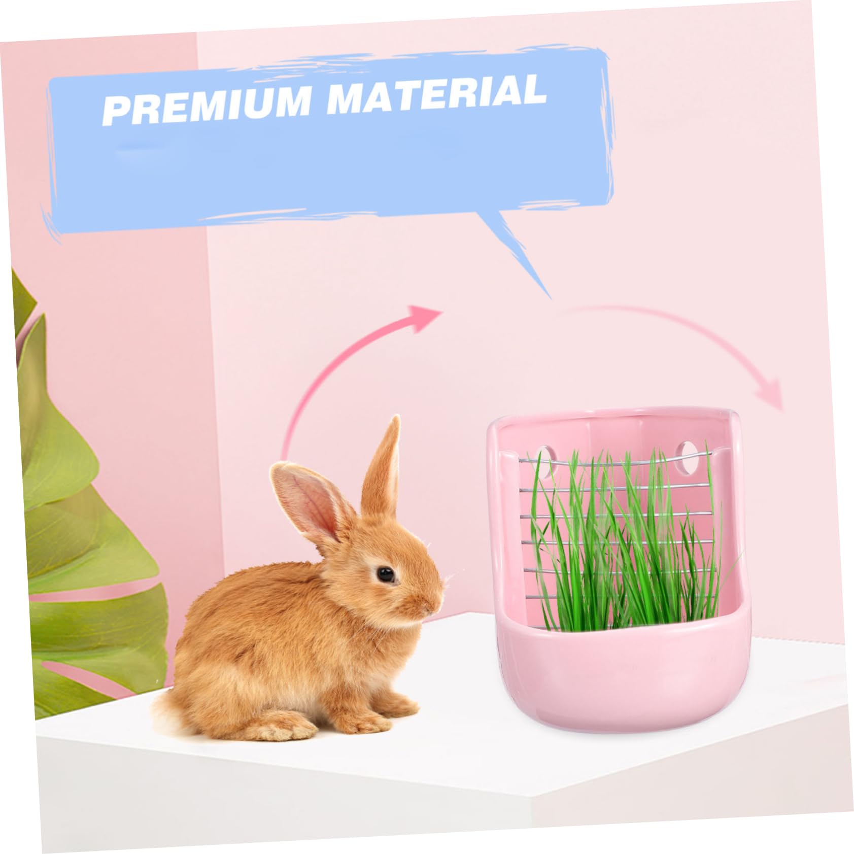 Mangiatoia Ceramica per Cavie e Cincillà Funzione Doppia | Rosa, Mantiene Cibo Pulito e Asciutto, Separa L’urina, per Piccoli Animali