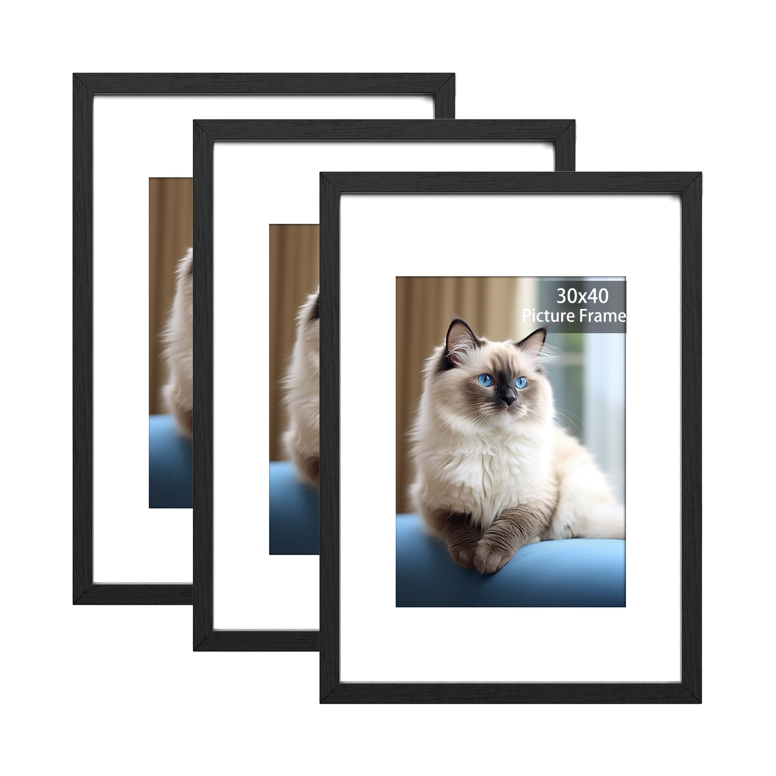 RUN HELIX 30x40cm Picture Frame Set of 3, Black Picture Frames 30 x 40, photo Frames,Plexiglass, Poster Frames With Wall Hanging