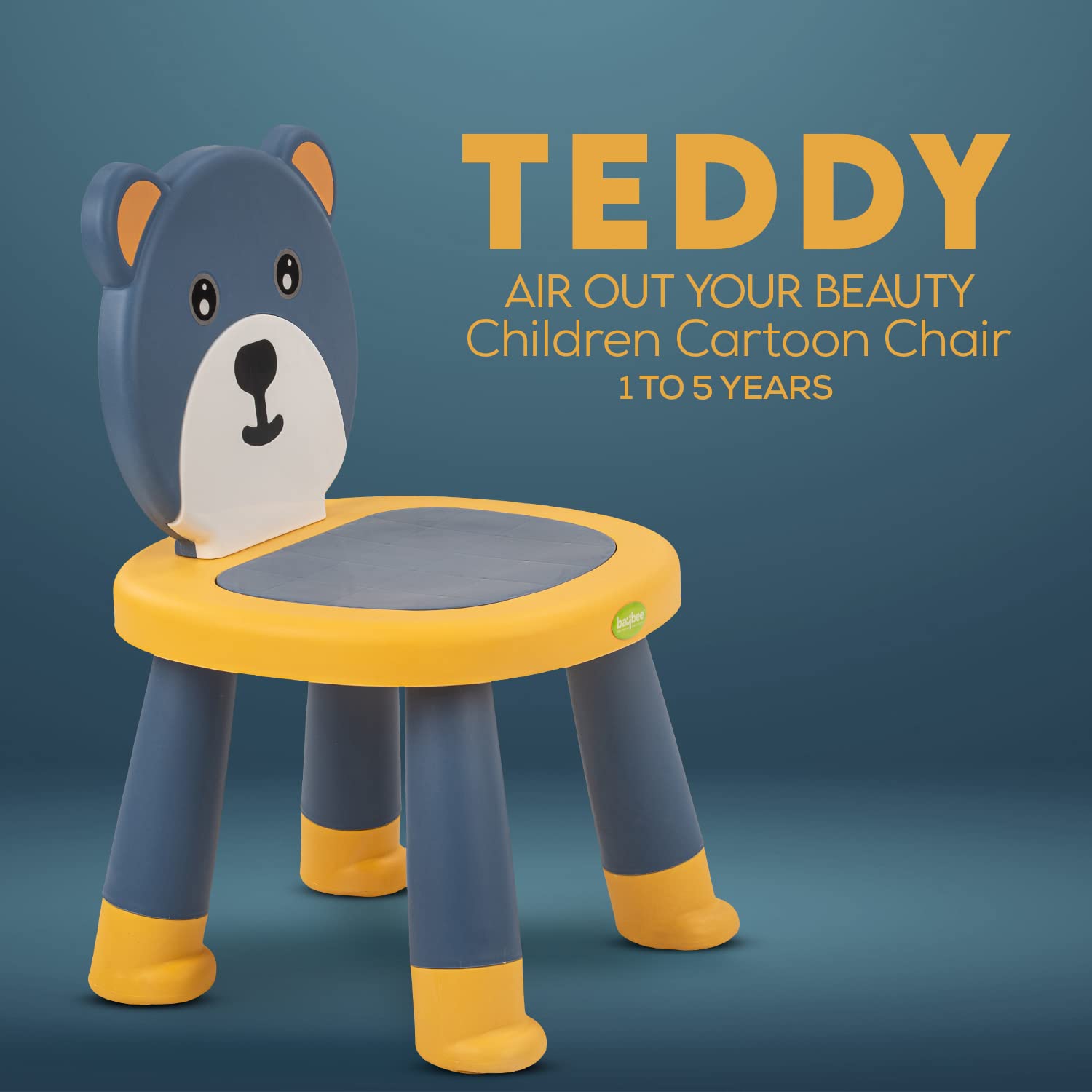 Baybee Teddy Detachable Baby Chair for Kids Study Table Chair with Non-Slip Base & High Backrest | Booster Seat for Baby | for Toddlers 1 to 5 Years Boys Girls (Dark Blue) 1
